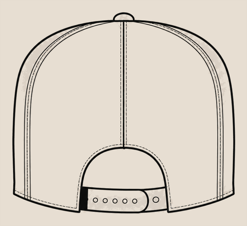 Back view line drawing of the cap.