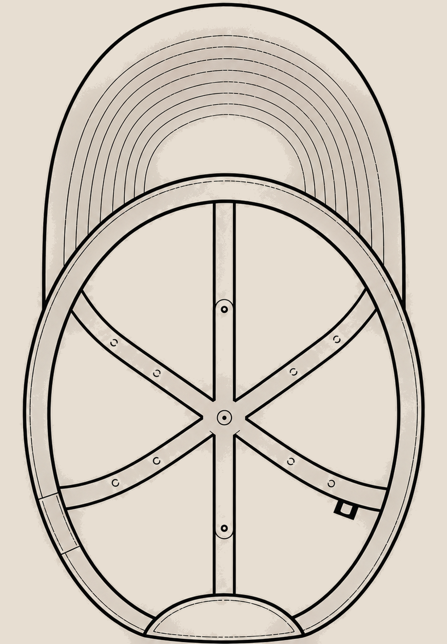 Interior view line drawing of the cap.