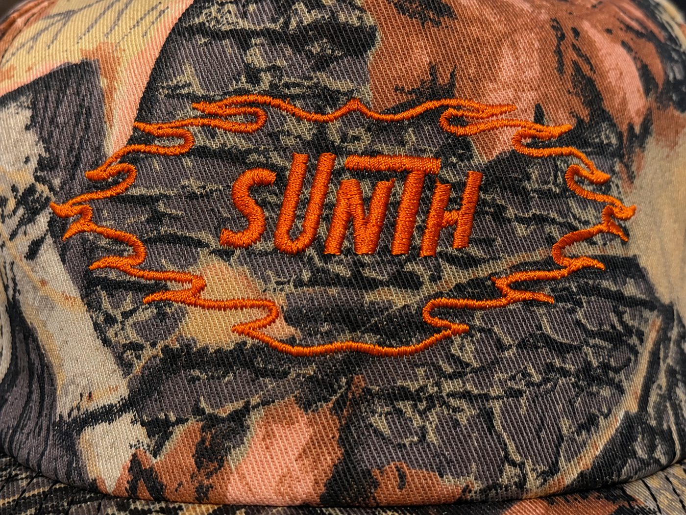 Close-up of direct embroidery stitched into the fabric