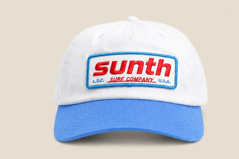 White and blue Sunth rope cap, front view