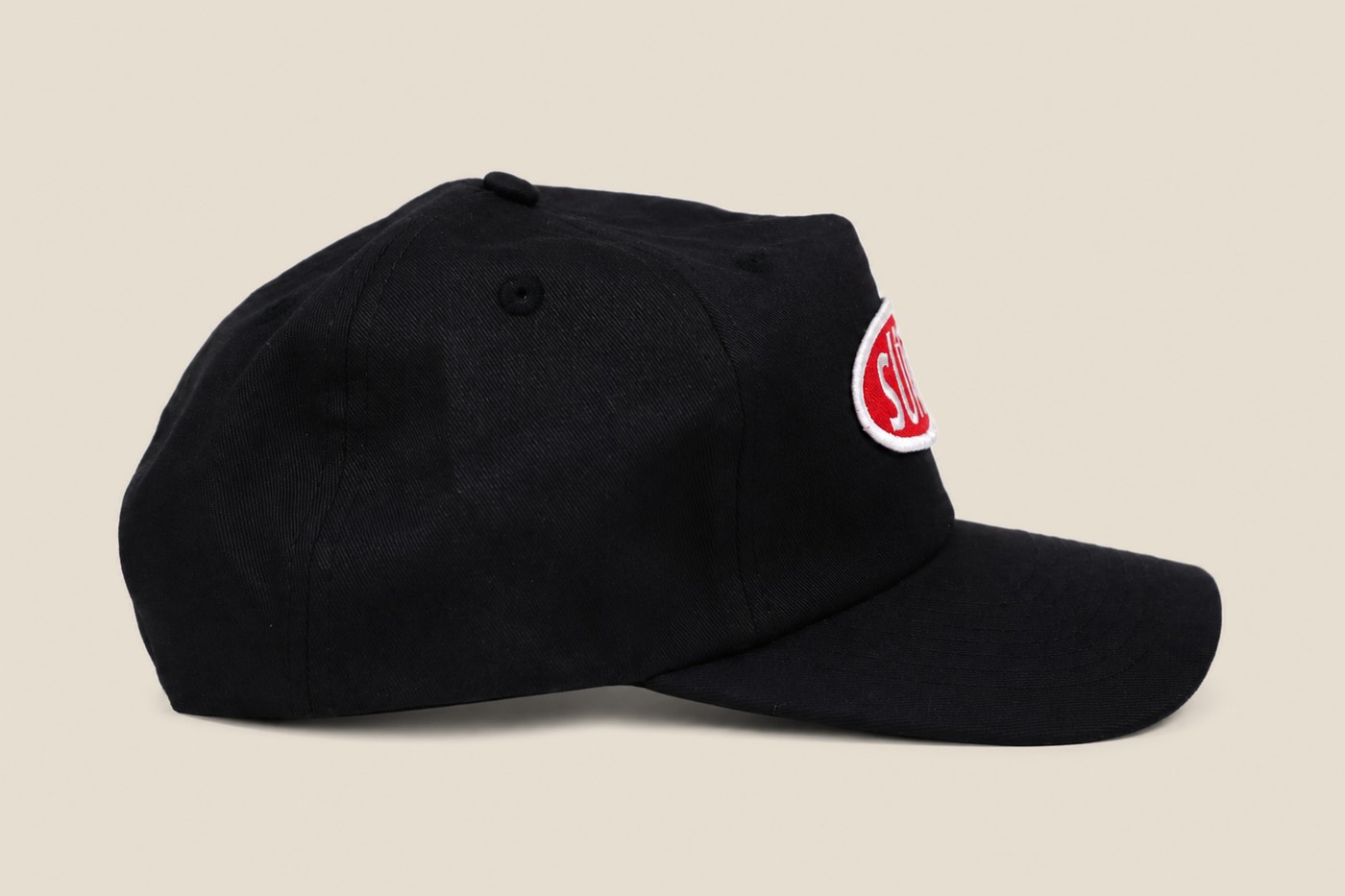 Black Sunth patch cap, side profile