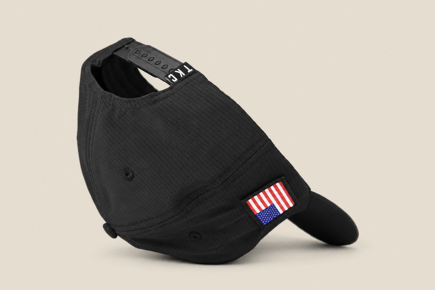 Black ripstop King's Craft Coffee cap, back with snapback strap